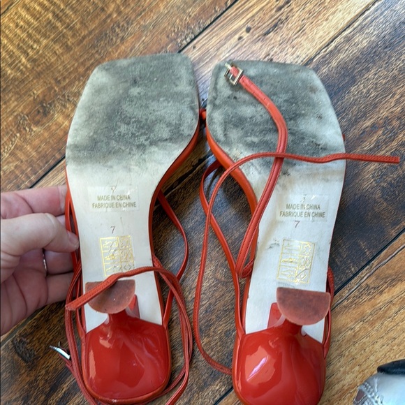 Women's Orange Coral Strappy Heels sandals 7 fluxx - Picture 10 of 10